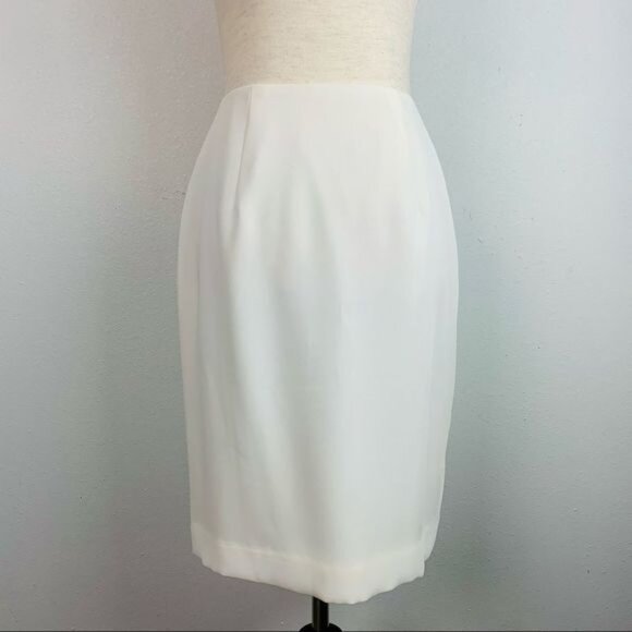 Vintage 80s Hugo Buscati Ivory Lace Trimmed Skirt Suit 2 Piece Set - Picture 8 of 16